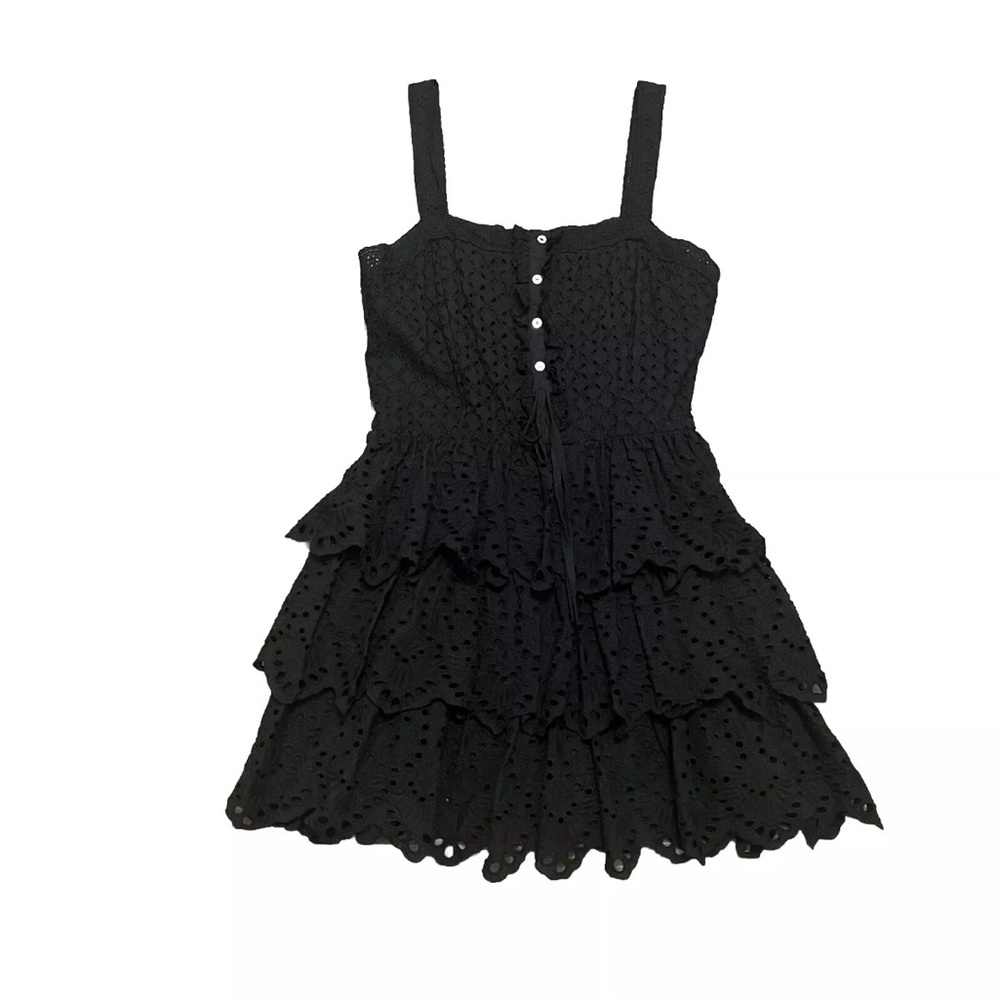 Stellah Black Eyelet Tiered Mini Dress